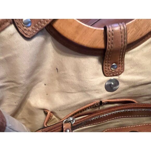 Fossil women's woven fabric handbag with circular handles, medium size, leather - Picture 11 of 11